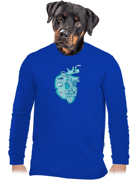 Srdce bije pro  pánské dlouhý rukáv Royal Blue