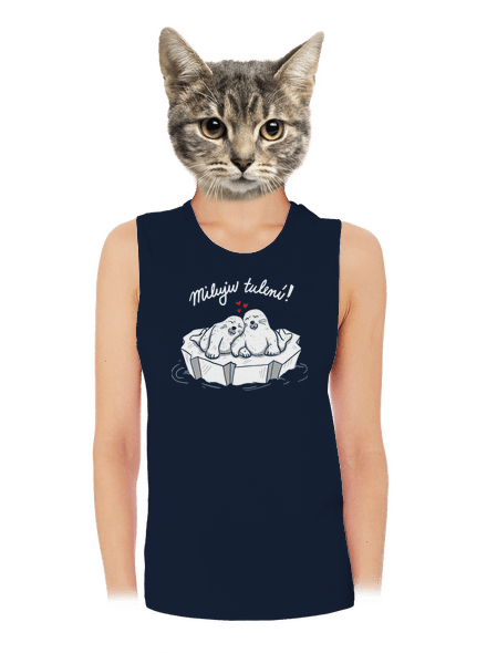 Miluju tulení dámské tílko volné Navy