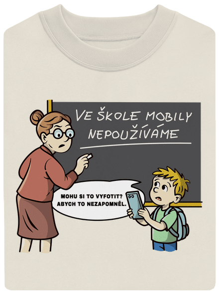 Mobily ve škole unisex mikina bez kapuce Off White