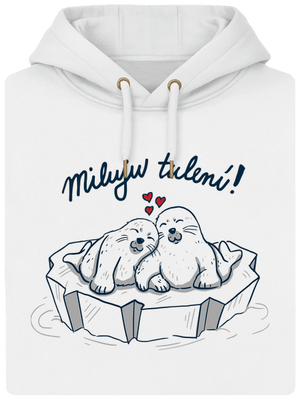 Miluju tulení unisex mikina premium Snowwhite