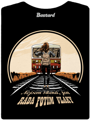Fotím vlaky dámské tričko s lemem Black