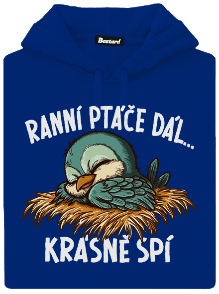 Ranní ptáče spí dámská mikina klokanka Royal Blue Mal