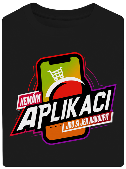 Nemám aplikaci unisex tričko oversized Black