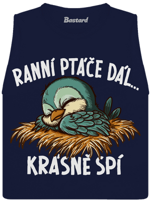 Ranní ptáče spí dámské tílko volné Navy