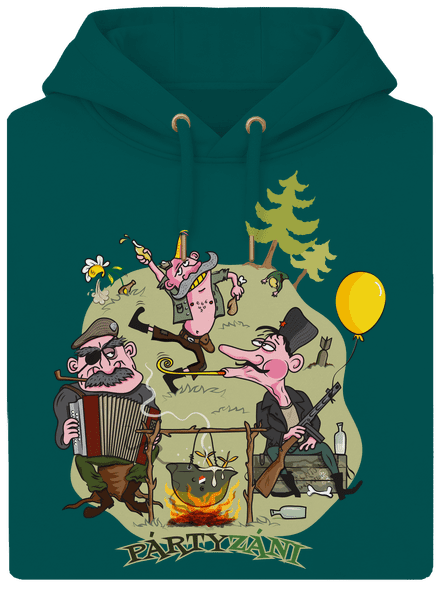Pártyzáni unisex mikina premium Emerald Green