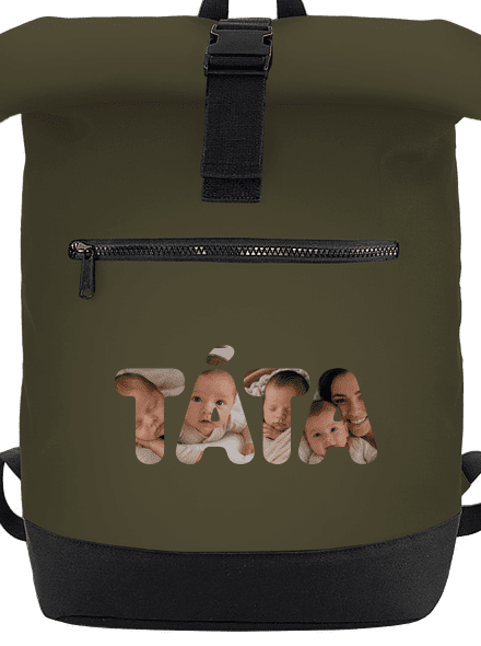 Nápis táta z vlastních fotek batoh Military Green