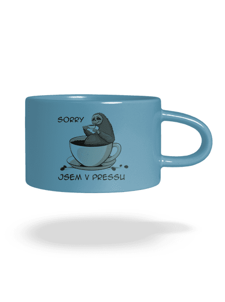 V pressu hrnek makronka Blue Macaron