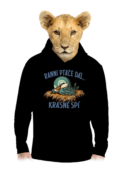 Ranní ptáče spí dětská mikina klokanka Black