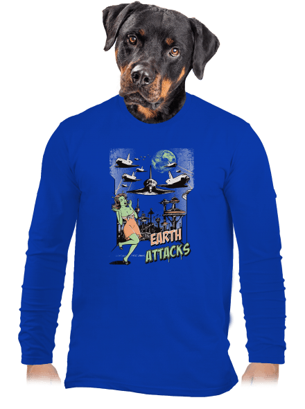 Země útočí pánské dlouhý rukáv Royal Blue