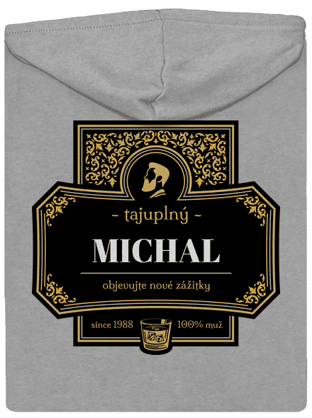Alkoholová etiketa pánská mikina na zip Light Melange