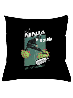 Ninja v rouši polštář Black