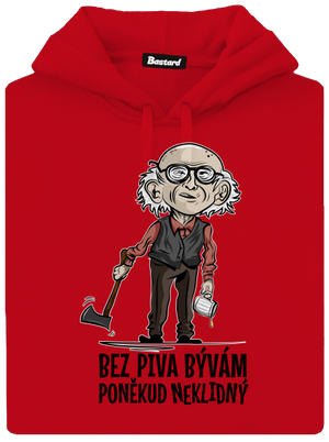 Neklidný bez piva pánská mikina klokanka Red