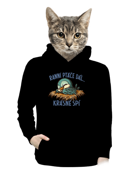 Ranní ptáče spí dámská mikina klokanka Black