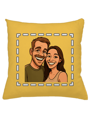 Karikatura z vlastní fotky polštář Yellow Gold