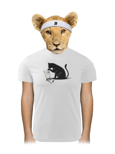 Kočka a sklenice dětské sportovní tričko White