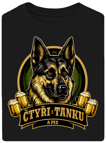 Čtyři z tanku a pes unisex tričko oversized Black