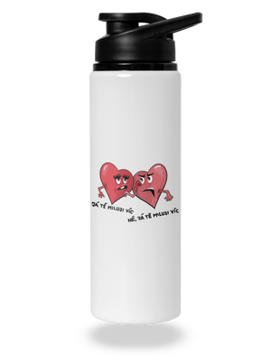 Srdíčka lahev na vodu White