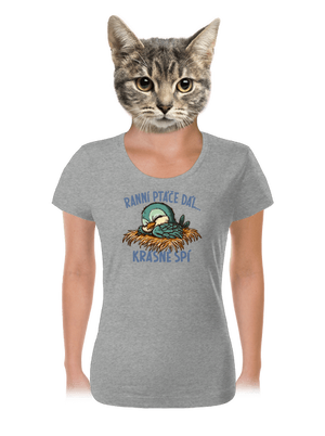 Ranní ptáče spí dámské tričko Dark Gray Melange