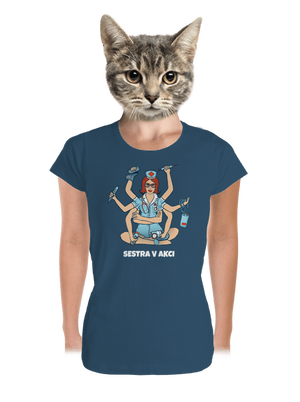 Sestra v akci dámské tričko premium Petrol Blue