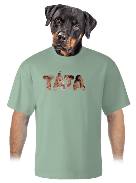 Nápis táta z vlastních fotek unisex tričko oversized Sage