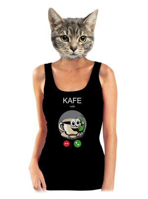 Kafe volá dámské tílko klasické Black