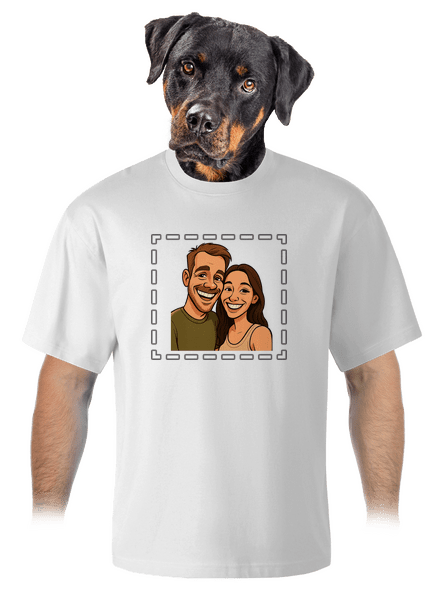 Karikatura z vlastní fotky unisex tričko oversized White