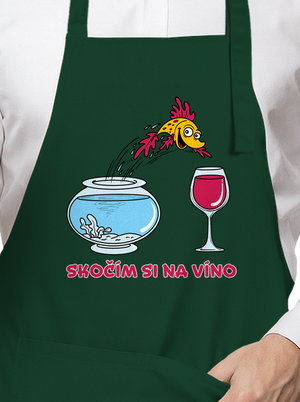 Skočím si na víno zástěra Bottle Green