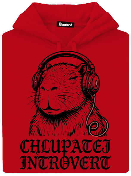 Chlupatej introvert pánská mikina klokanka Red