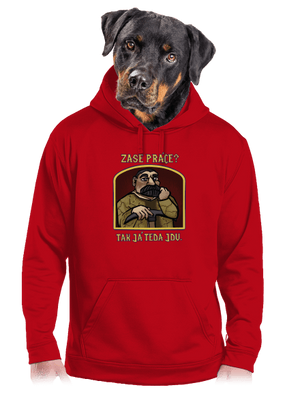 Zase práce? pánská mikina klokanka Red