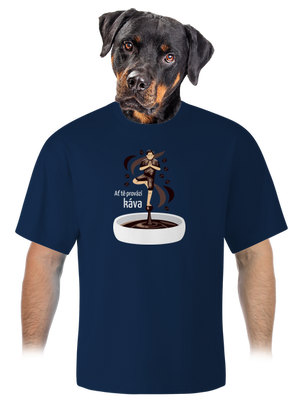 Káva provází unisex tričko oversized Midnight Blue