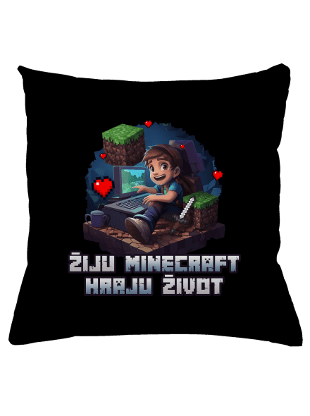 Žiju Minecraft polštář Black