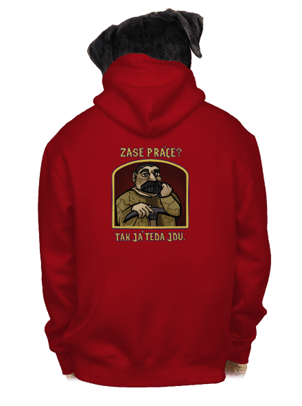 Zase práce? pánská mikina na zip Red