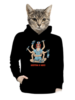 Sestra v akci dámská mikina klokanka Black