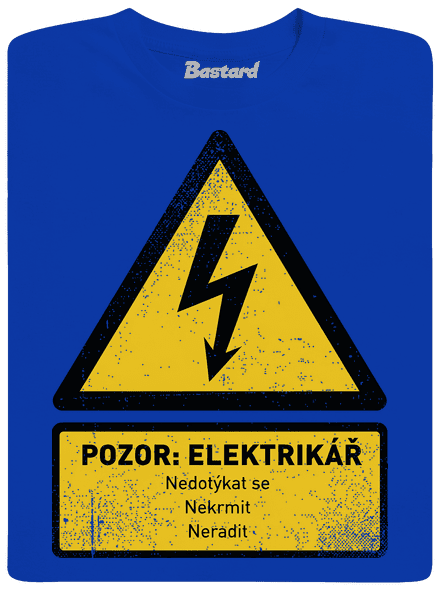 Pozor elektrikář pánské dlouhý rukáv Royal Blue