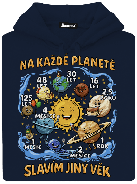 Věk na planetách pánská mikina klokanka Navy