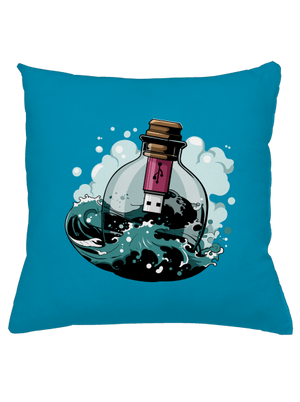 USB vzkaz v láhvi polštář Blue Turquoise