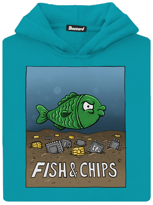 Fish and IT chips dětská mikina klokanka Hawaiian Blue