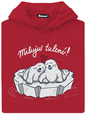 Miluju tulení dětská mikina klokanka Fire Red