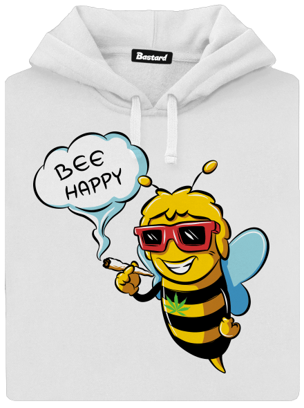 Bee happy dámská mikina klokanka White
