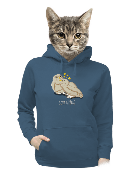 Sova něžná dámská mikina klokanka Denim
