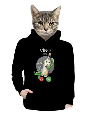 Bílé víno volá dámská mikina klokanka Black