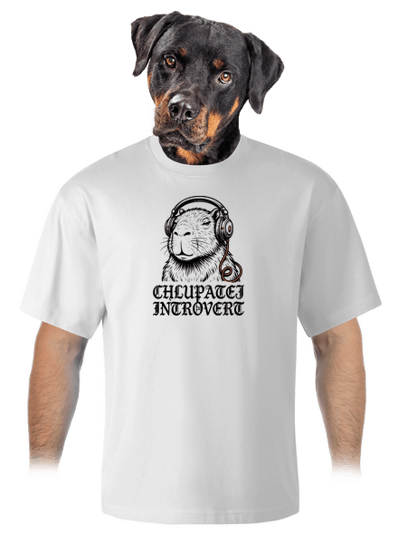 Chlupatej introvert unisex tričko oversized White