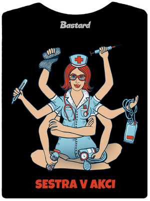 Sestra v akci dámské tričko s lemem Black