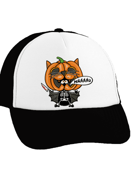 Halloweenská kočička kšiltovka truckerka Black cap