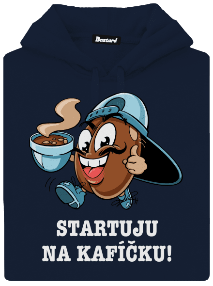 Startuju na kafíčku pánská mikina klokanka Navy