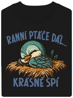 Ranní ptáče spí unisex mikina bez kapuce Black