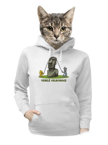 Velikonoční Moai dámská mikina klokanka White