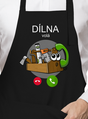 Dílna volá zástěra Black