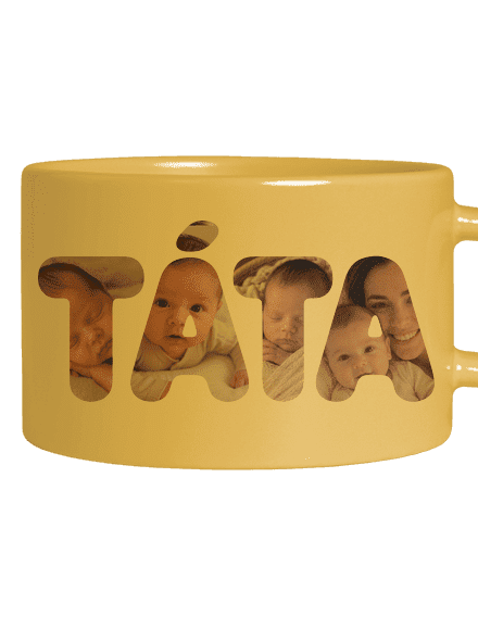 Nápis táta z vlastních fotek hrnek makronka Yellow Macaron