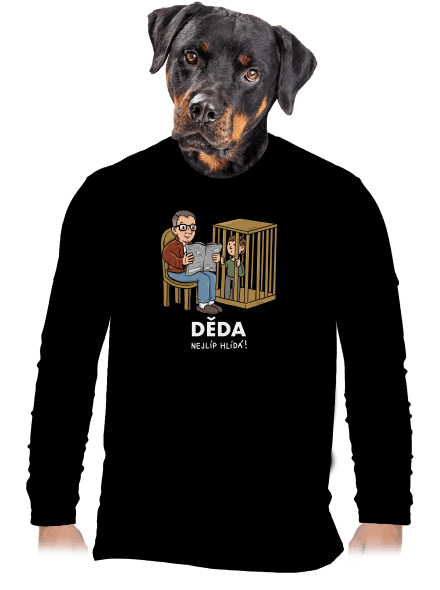 Děda hlídá pánské dlouhý rukáv Black